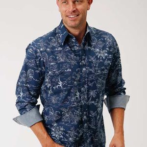 Roper Chemise western homme The Tropics Print – Bleu