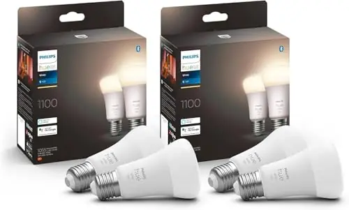 Philips Hue White, Pack de 4 ampoules connectées LED E27 60W, 1100 lumens, contrôle Bluetooth – compatible avec Alexa, Google Assistant et Apple Homekit, ancienne génération Nouvel Arrivage